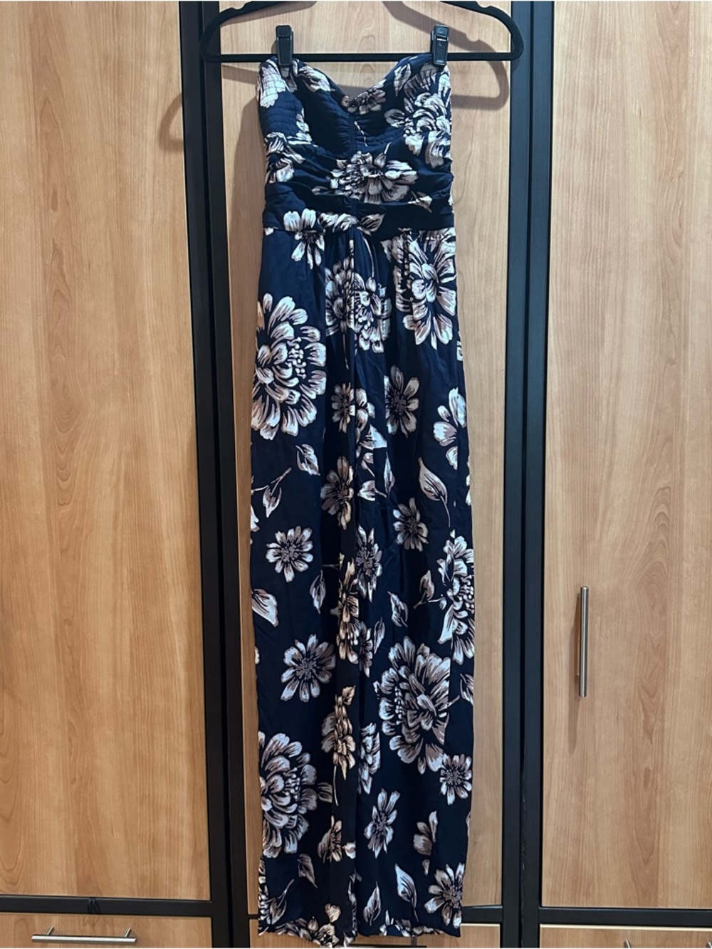 Navy Strapless Floral Maxi jumpsuit